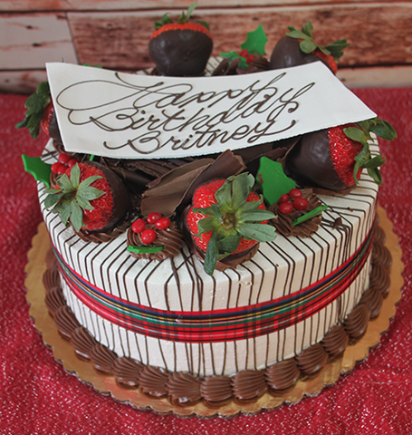 CH-001 Display Strawberry Grand Marnier Cake with Christmas Decor CH-001 Display Strawberry Grand Marnier Cake with Christmas Decor