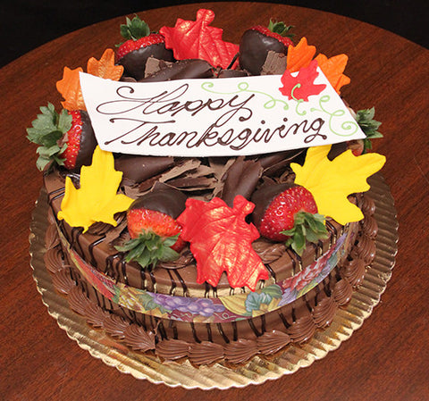 THX-003 Display Chocolate cake with chocolate mousse filling and fall decor THX-003 Display Chocolate cake with chocolate mousse filling and fall decor
