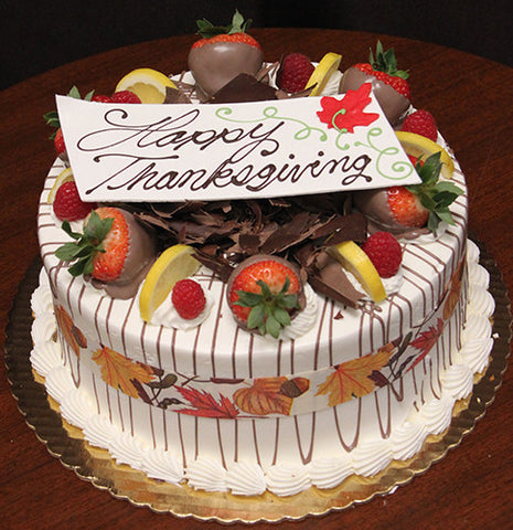 THX-004 Display Lemon Raspberry cake with Fall Decor THX-004 Display Lemon Raspberry cake with Fall Decor