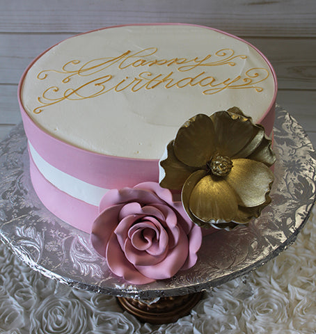 BD-060A  Champagne Pink/Gold Flowers