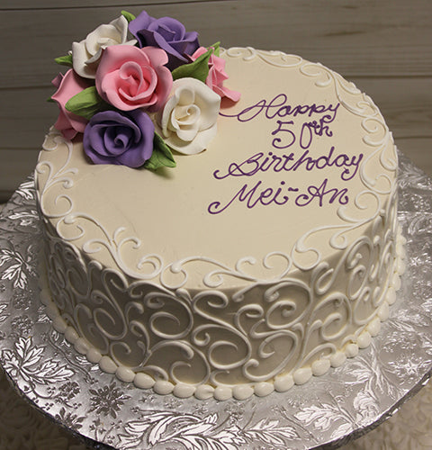 50th birthday cake roses
