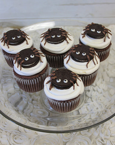 CC-058 Spider cupcake.  Chocolate with white mousse filling. CC-058 Spider cupcake.  Chocolate with white mousse filling.