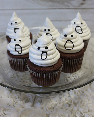 CC-057 Ghost cupcake. Gold with chocolate mousse filling.