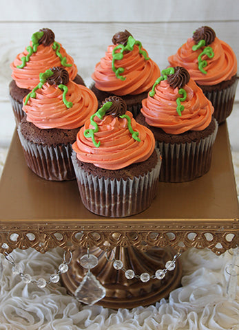 CC-073 Pumpkin design cupcake chocolate cake with white mousse filling