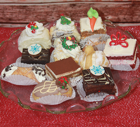 CH-000 Assorted Mini Pastries Chef's Choice with Holiday decor