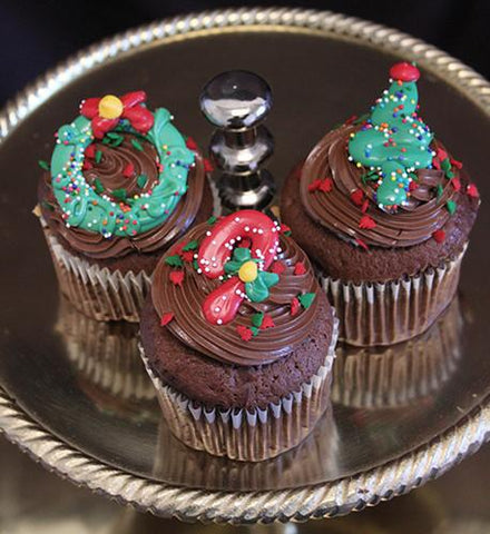 CH-064 Display Christmas Decor Chocolate cupcake with white filling.