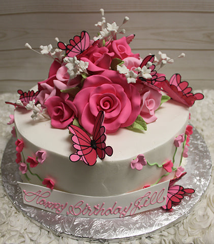 BD-060G  Shades of Pink Roses/Butterflies