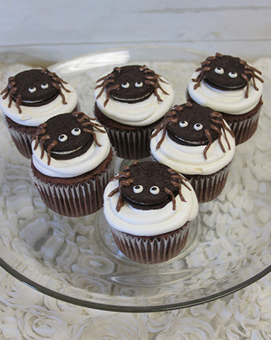CC-058 Spider cupcake.  Chocolate with white mousse filling.