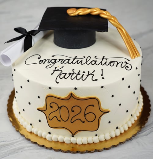 Graduation Cake with Black Cap