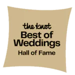 The Knot Best of Weddings Hall of Fame award badge