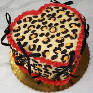 Cheetah Heart Shape Cake- One Size