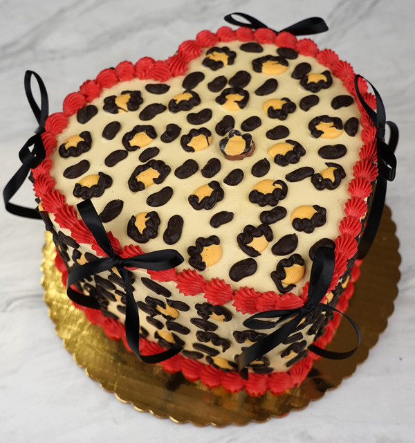 Cheetah Heart Shape Cake- One Size
