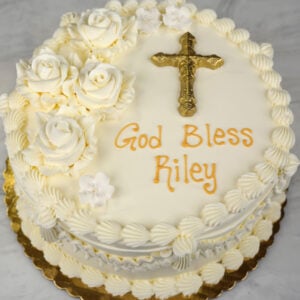 Vintage All White Religious Cake