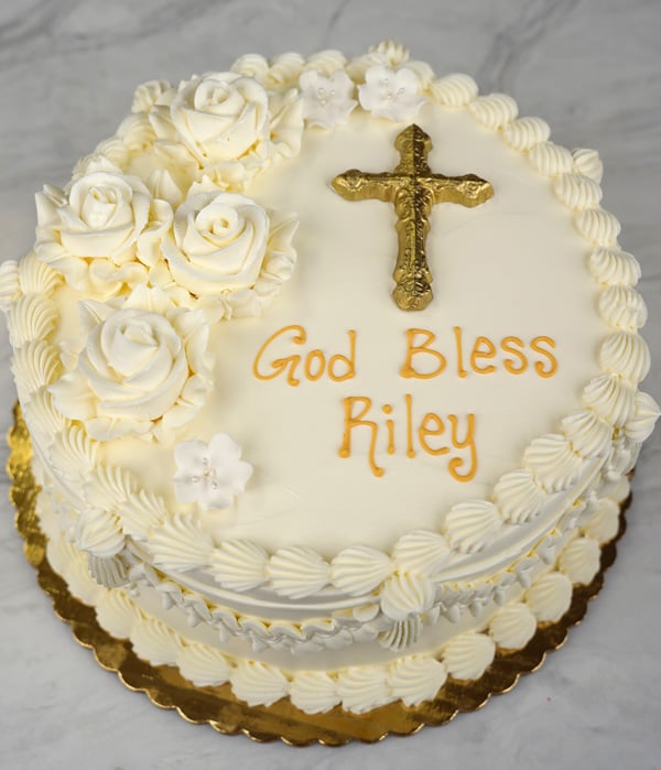 Vintage All White Religious Cake