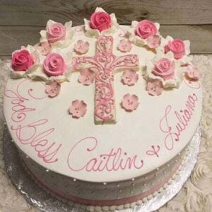 Pink Ribbon Cross Blossom Cake